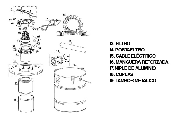 Despiece - Aspiradora para cenizas