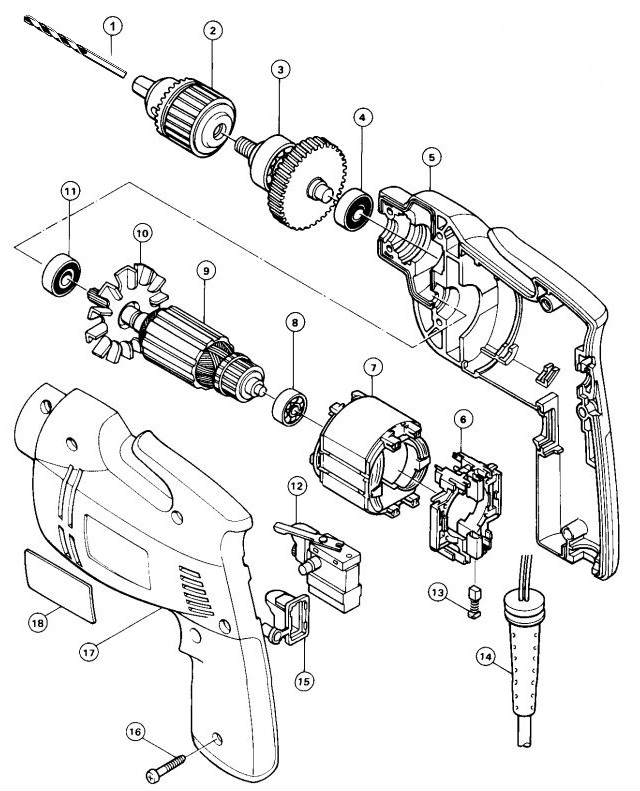 Taladro con cable - Partes